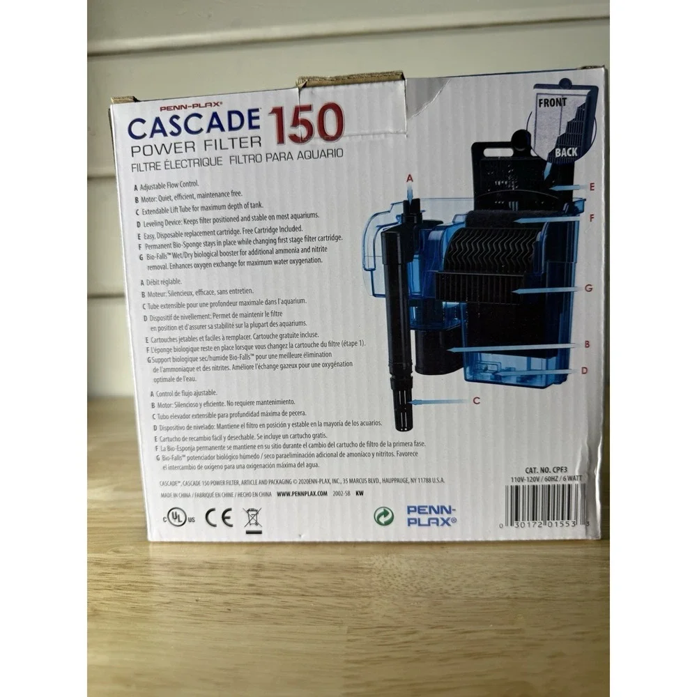 Penn Plax Cascade Aquarium Power Filters 150